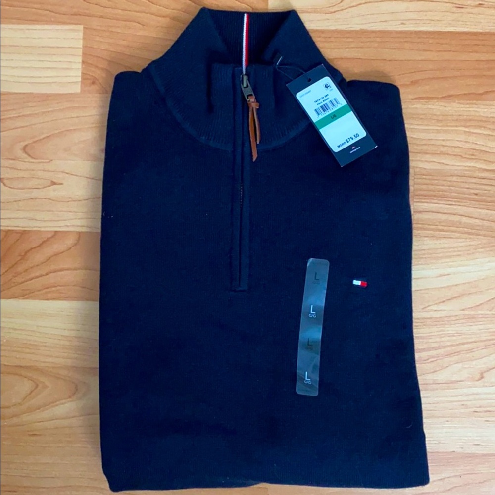 Men’s navy *Tommy Hilfiger* zip neck sweater